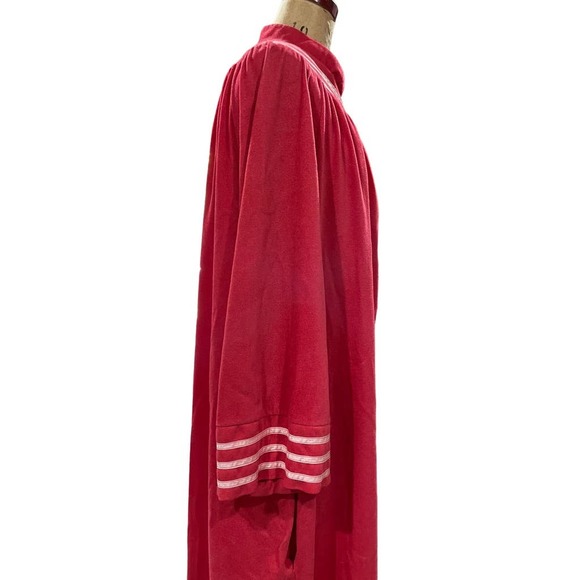 Vintage New Issues Womens House Coat Dark Pink Velour Zippered Pockets OS - Picture 4 of 12